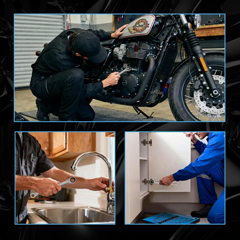 DISEN 12 + 1 pcs Extra Long Ratchet Wrench Set, Metric 8-22mm Double Box End ratcheting wrench set with a Magnetic Pickup Tool, Secret Santa Gifts for Men, Stocking Fillers for Men Christmas Birthday - Image 5